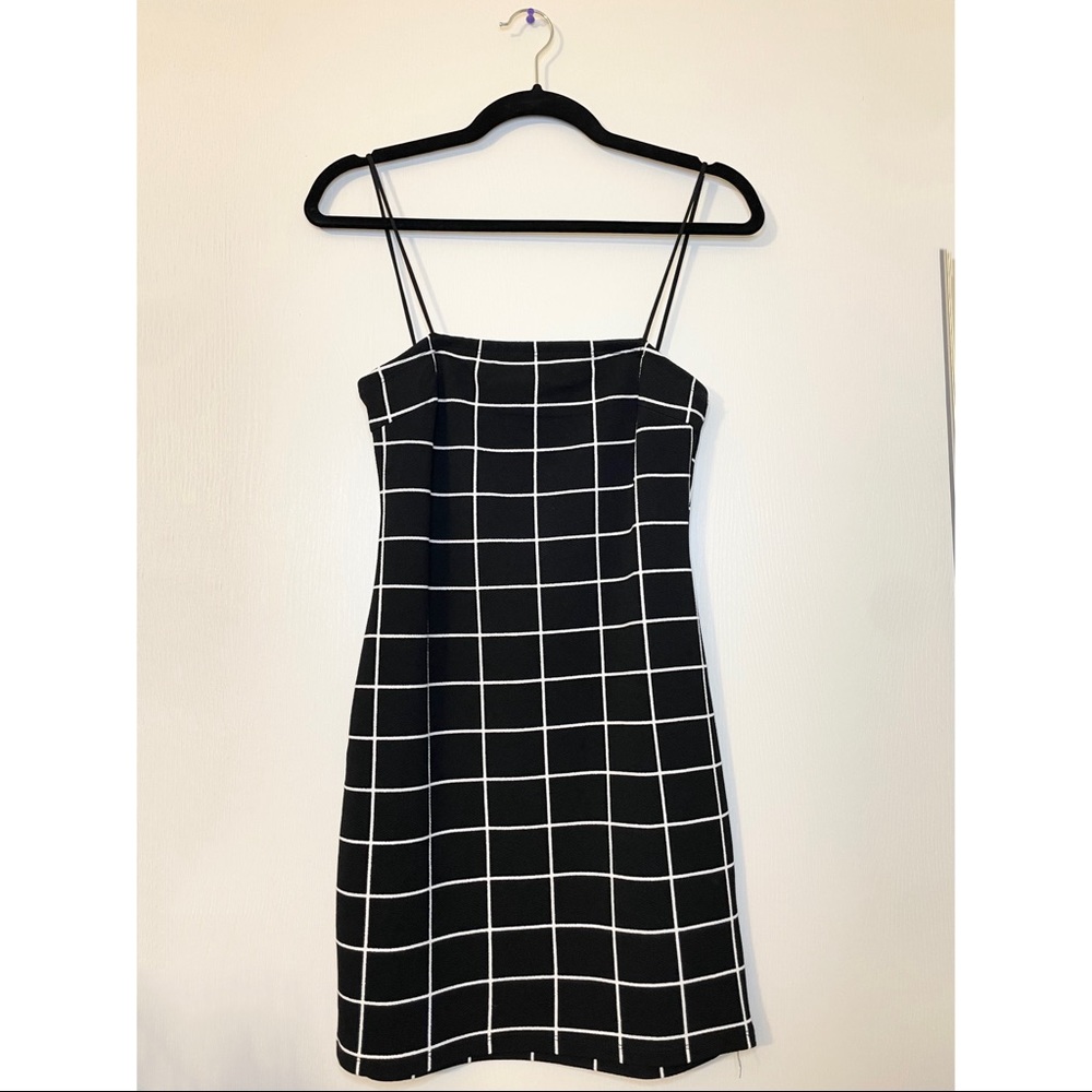 Black and White Fitted Mini Dress